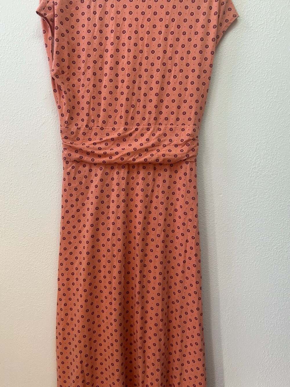 Lands' End Peach Floral Print Faux Wrap Jersey Maxi Dress - Picture 6 of 8